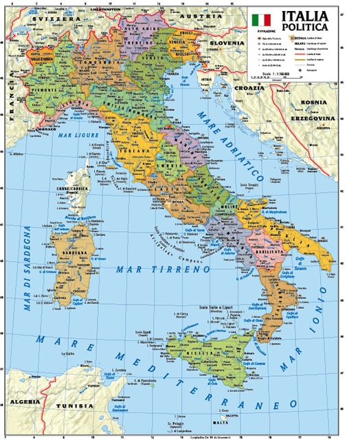 Carta stradale politica italia